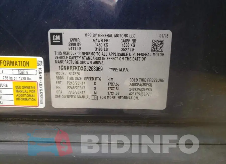 1GNKRFKDXGJ268969 Photo# 10