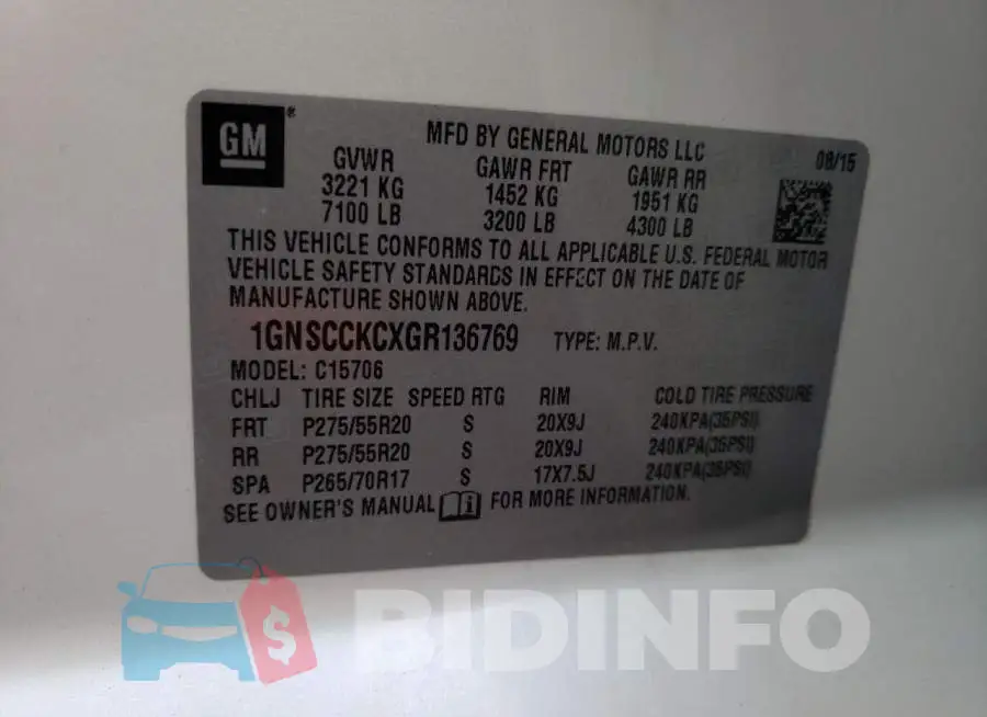 1GNSCCKCXGR136769 Photo# 10