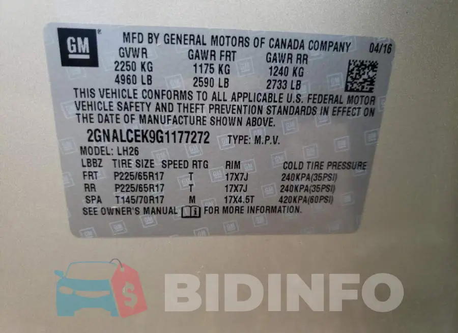 2GNALCEK9G1177272 Photo# 10