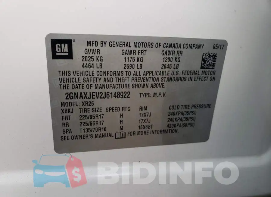 2GNAXJEV2J6148922 Photo# 10