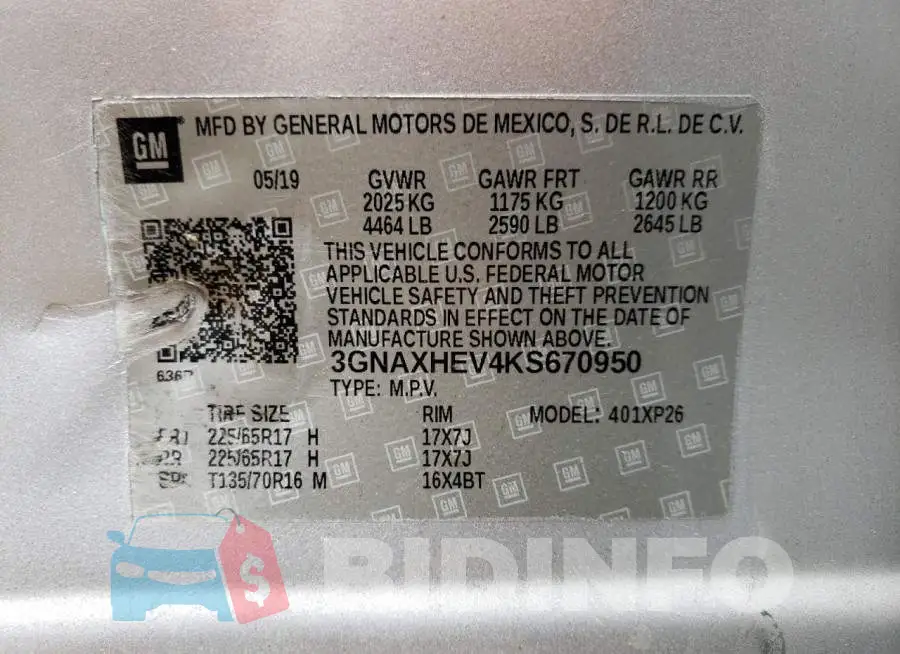 3GNAXHEV4KS670950 Photo# 10