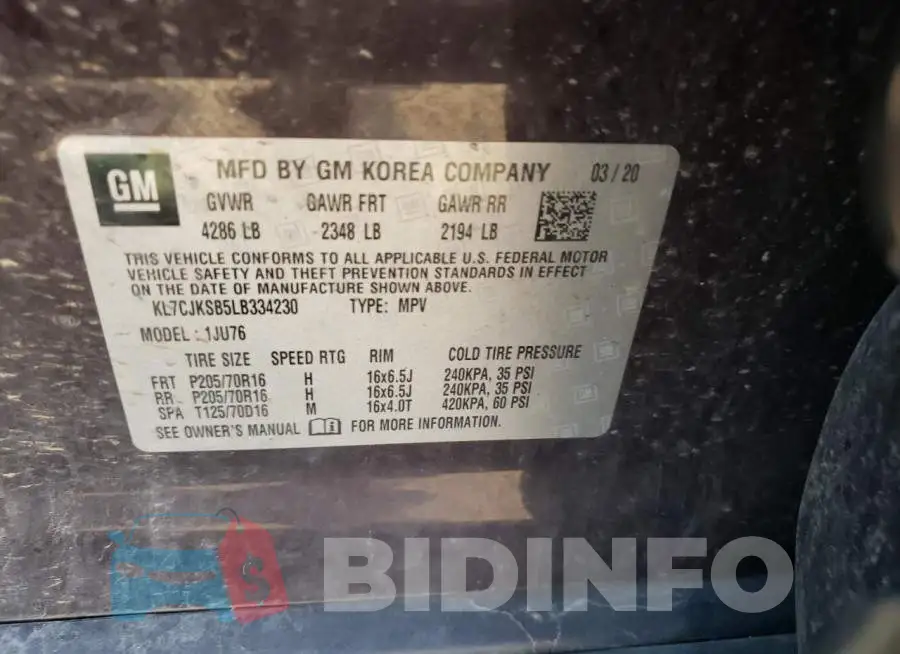 KL7CJKSB5LB334230 Photo# 10