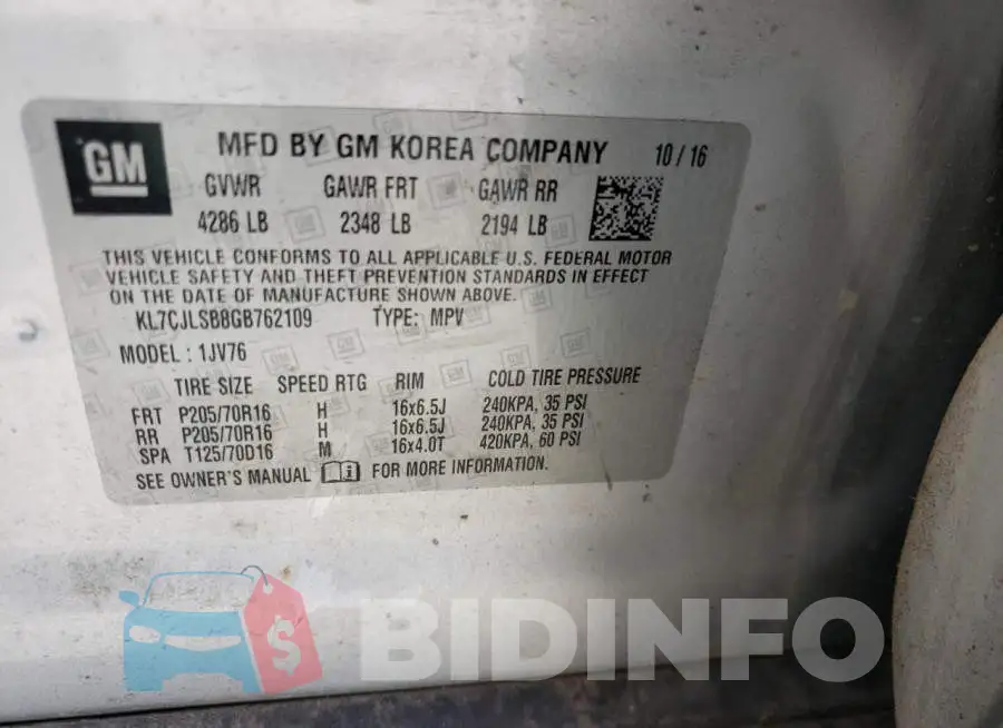 KL7CJLSB8GB762109 Photo# 10