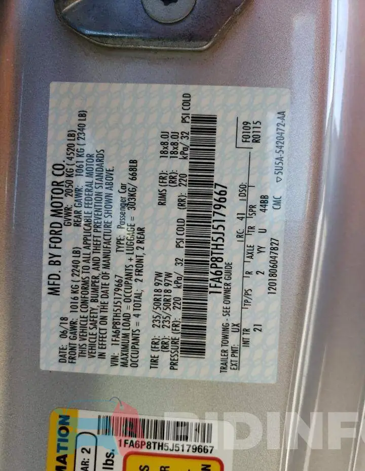 1FA6P8TH5J5179667 Photo# 10