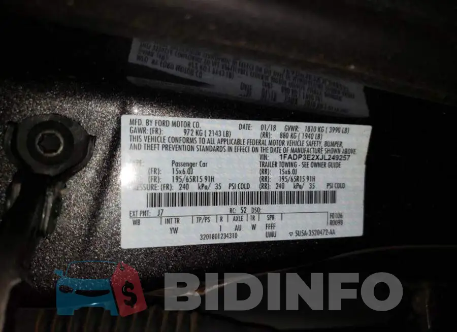 1FADP3E2XJL249257 Photo# 10