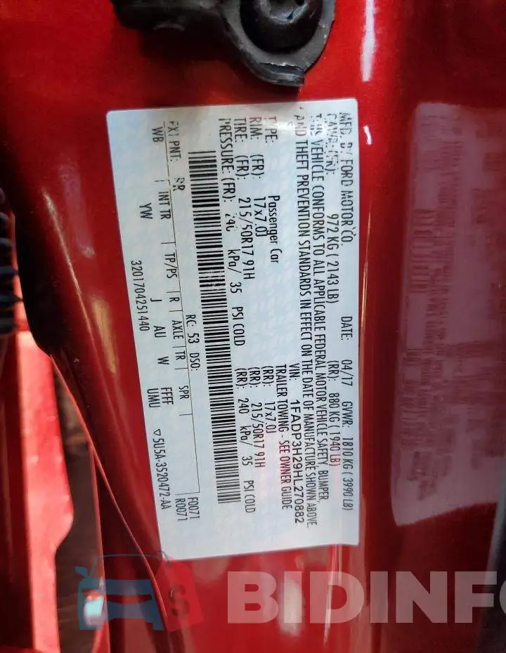 1FADP3H29HL270882 Photo# 10