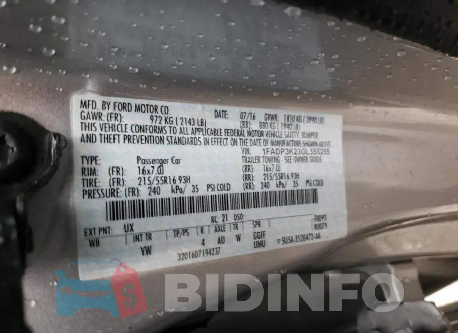 1FADP3K23GL355255 Photo# 10