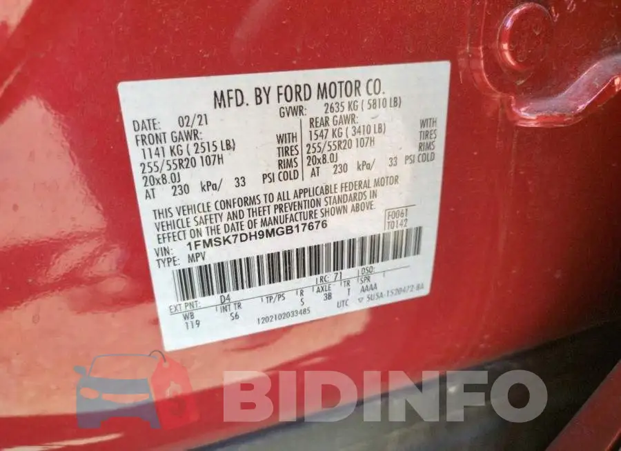 1FMSK7DH9MGB17676 Photo# 10