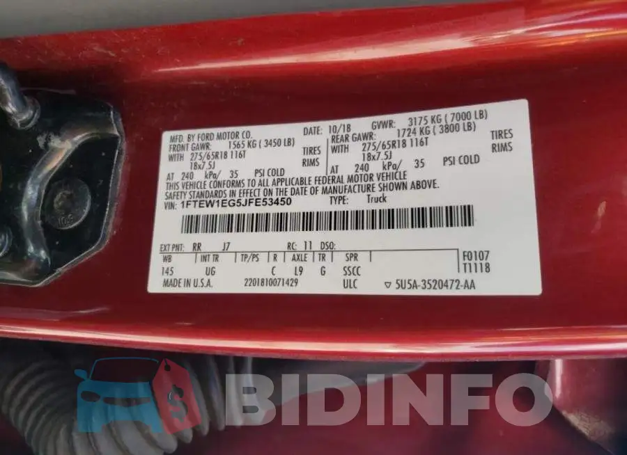 1FTEW1EG5JFE53450 Photo# 10