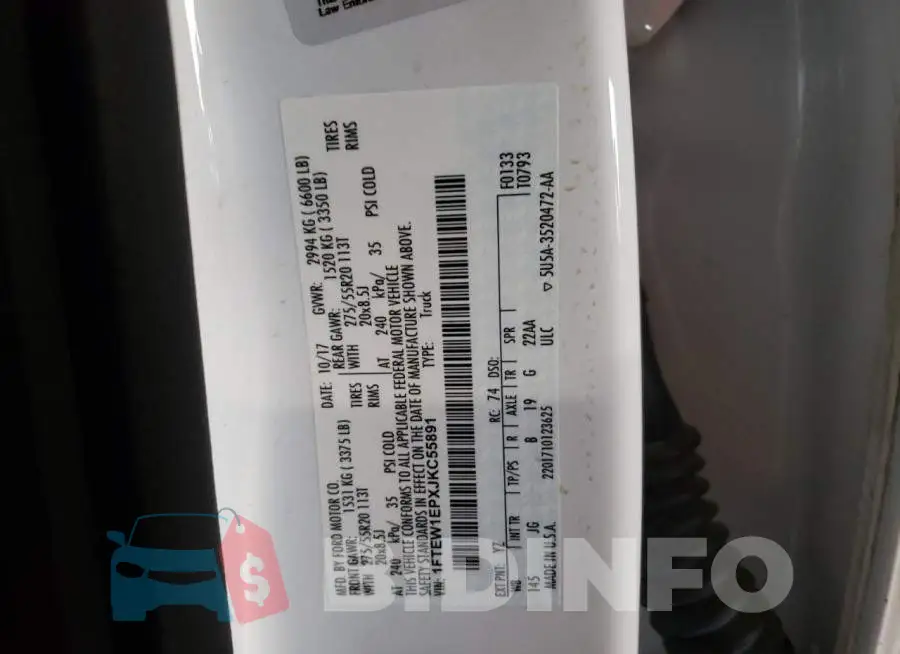 1FTEW1EPXJKC55891 Photo# 10