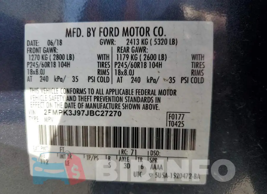 2FMPK3J97JBC27270 Photo# 10