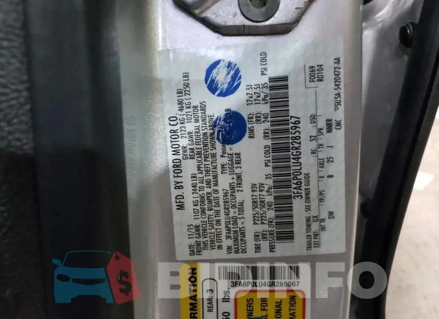 3FA6P0LU4GR285967 Photo# 10