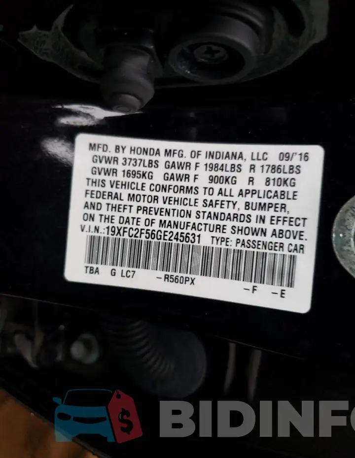 19XFC2F56GE245631 Photo# 10