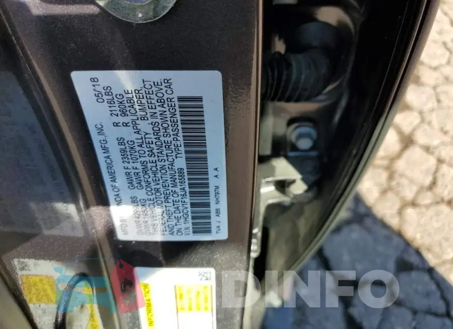 1HGCV1F16JA165889 Photo# 10
