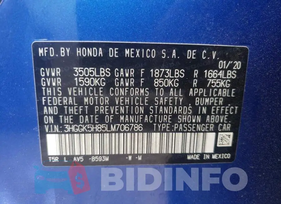 3HGGK5H85LM706786 Photo# 10