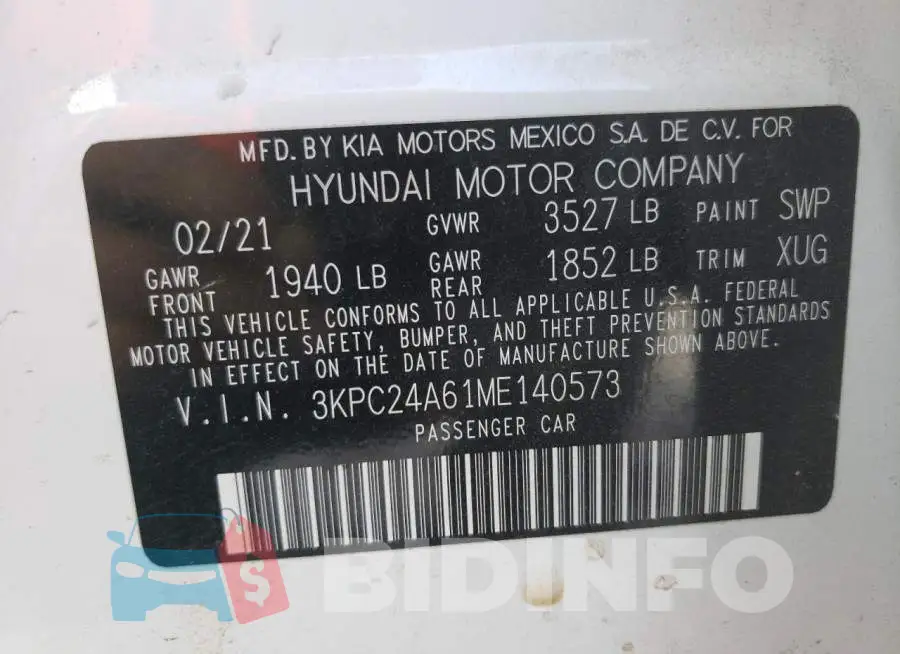 3KPC24A61ME140573 Photo# 10