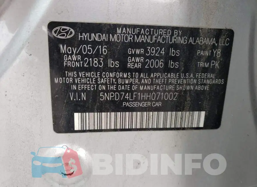 5NPD74LF1HH071002 Photo# 10