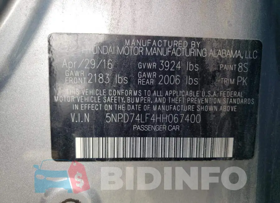 5NPD74LF4HH067400 Photo# 10