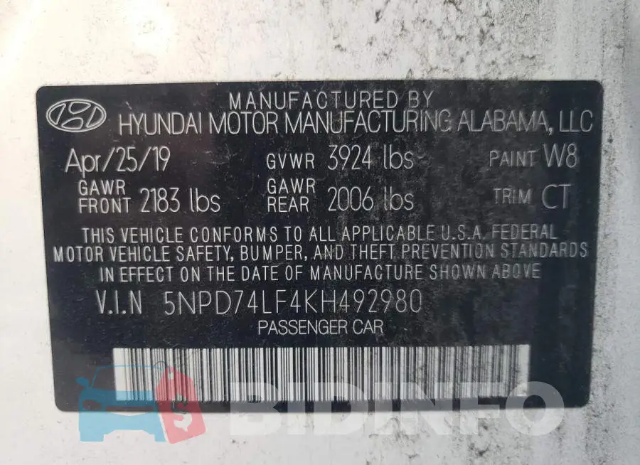 5NPD74LF4KH492980 Photo# 10