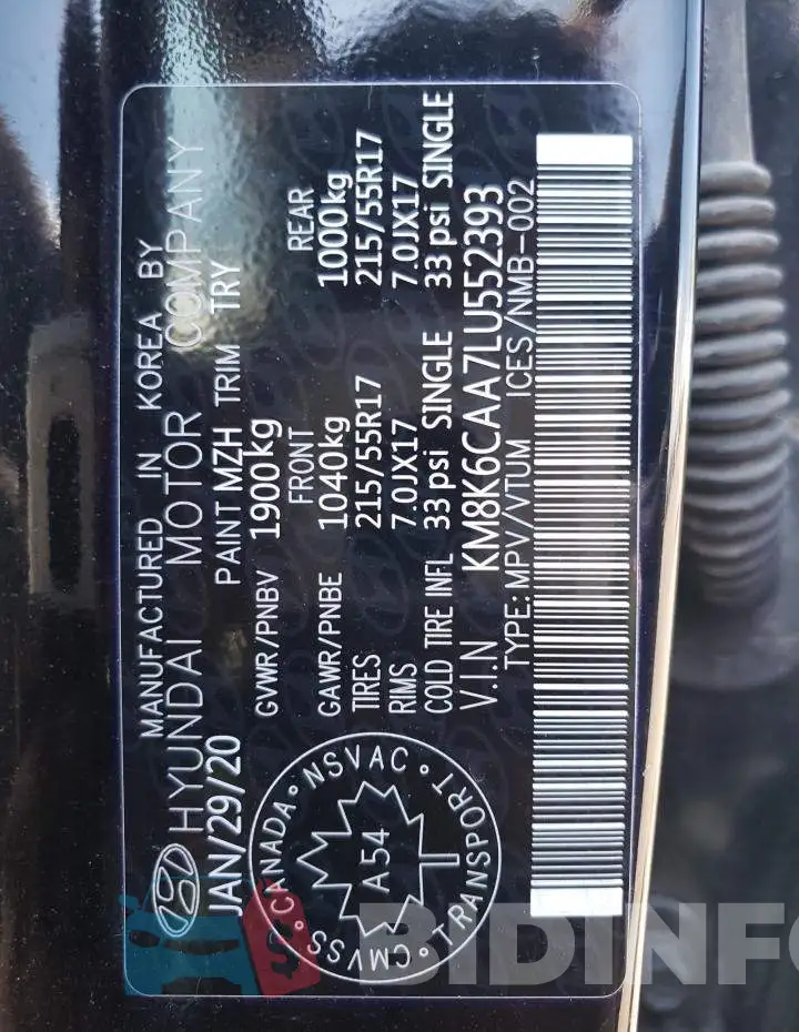 KM8K6CAA7LU552393 Photo# 10