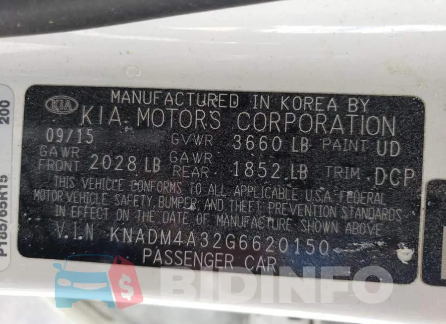 KNADM4A32G6620150 Photo# 10