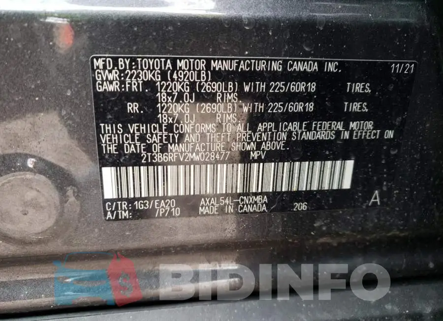 2T3B6RFV2MW028477 Photo# 10
