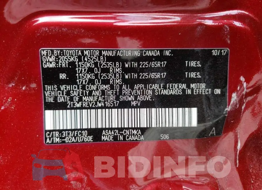 2T3WFREV2JW416517 Photo# 10