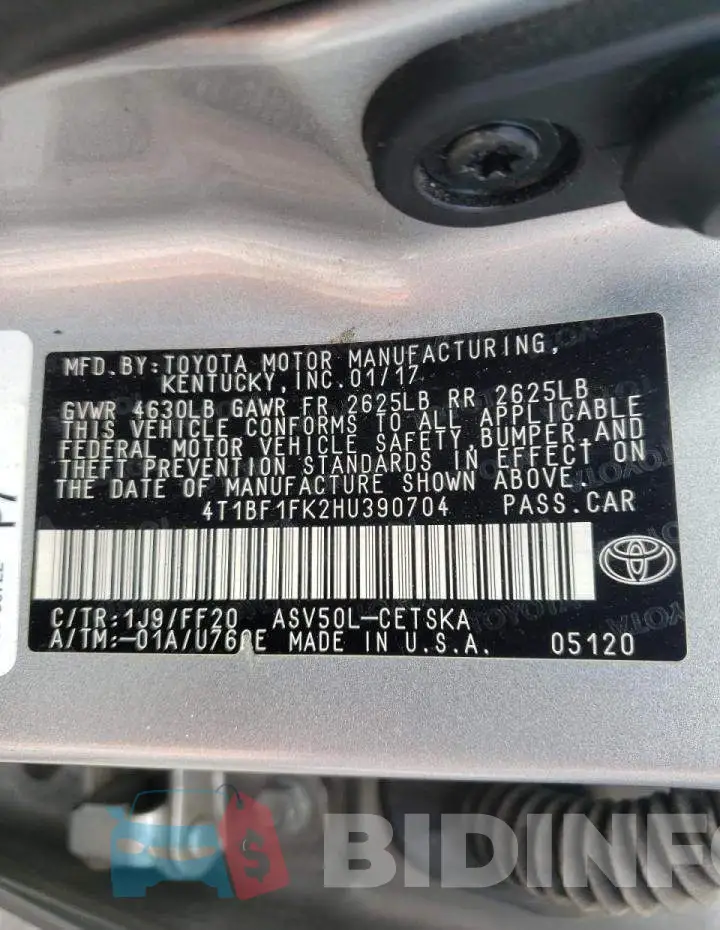 4T1BF1FK2HU390704 Photo# 10