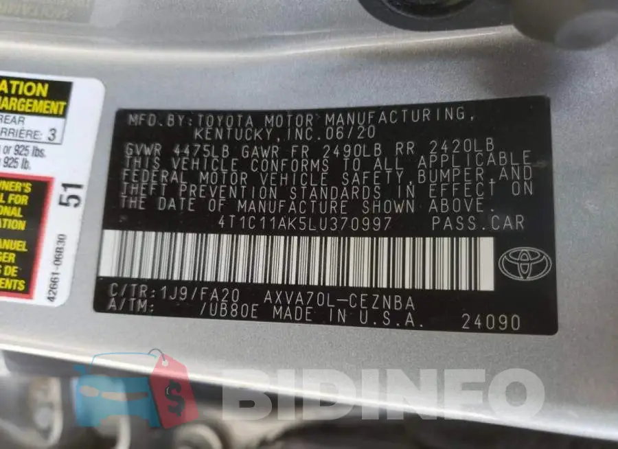 4T1C11AK5LU370997 Photo# 10
