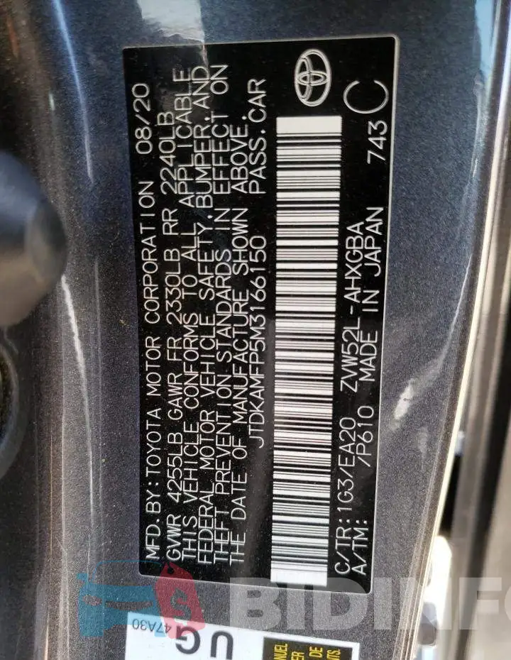 JTDKAMFP5M3166150 Photo# 10