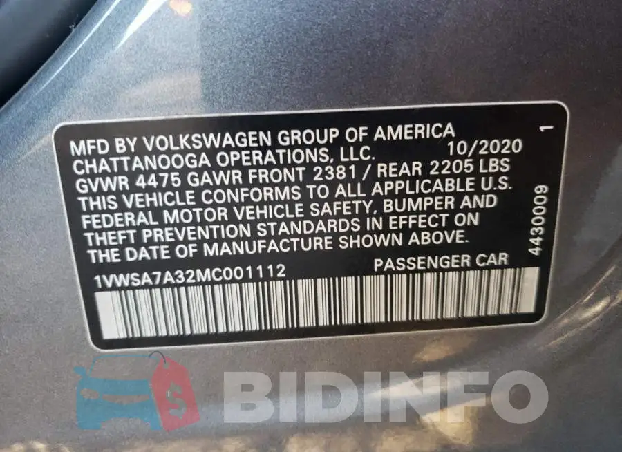 1VWSA7A32MC001112 Photo# 10