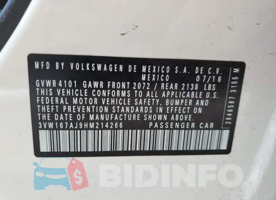 3VW167AJ9HM214266 Photo# 10