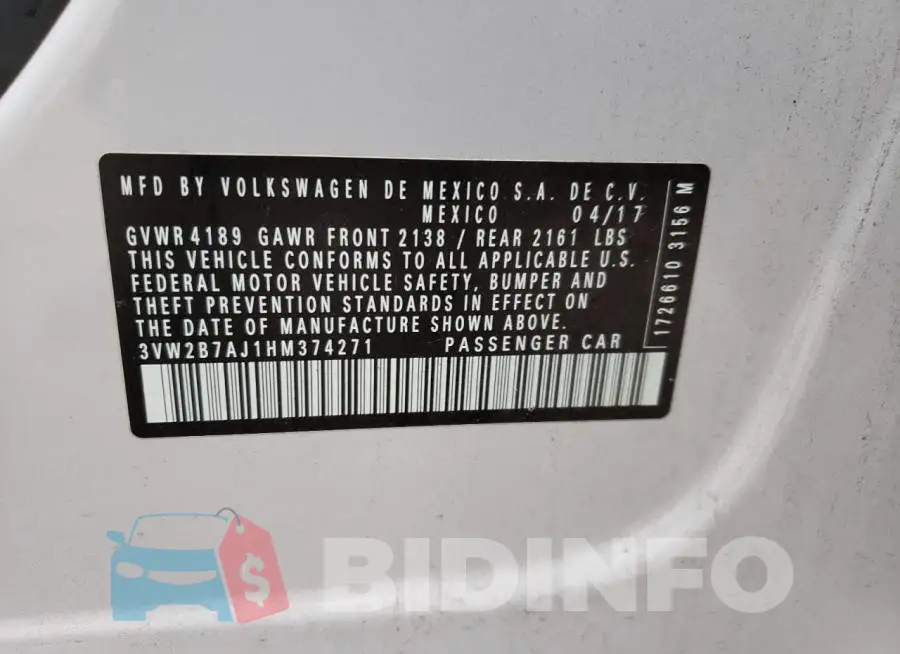 3VW2B7AJ1HM374271 Photo# 10