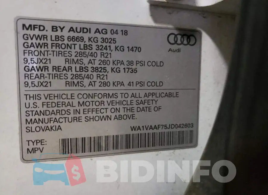 WA1VAAF75JD042603 Photo# 10