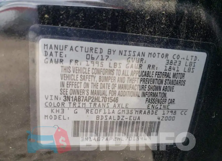 3N1AB7AP2HL701546 Photo# 10