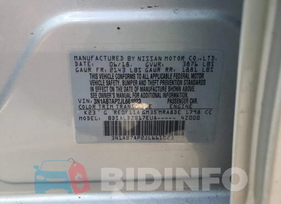 3N1AB7AP2JL661023 Photo# 10
