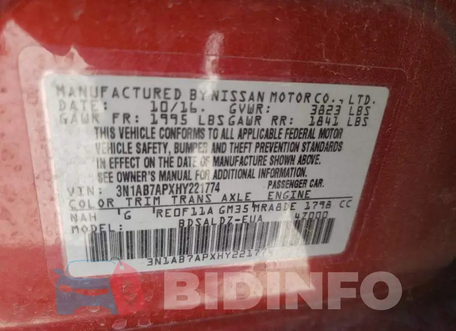 3N1AB7APXHY221774 Photo# 10