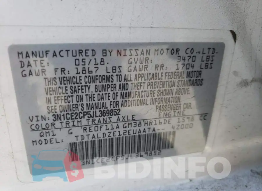 3N1CE2CP5JL369852 Photo# 10
