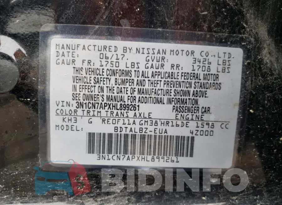 3N1CN7APXHL899261 Photo# 10