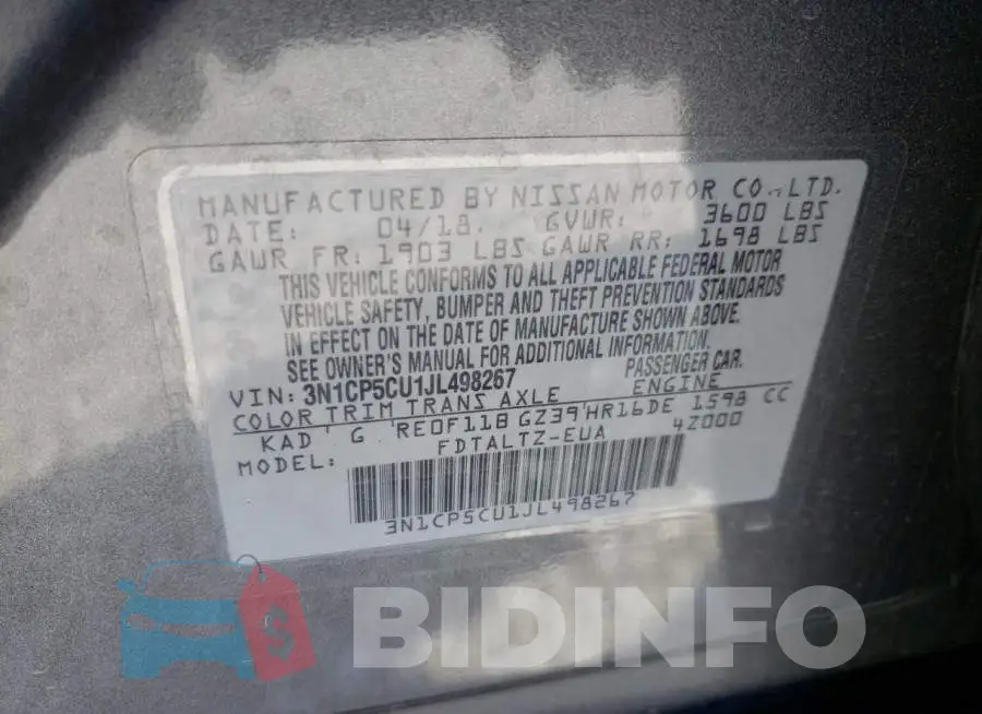 3N1CP5CU1JL498267 Photo# 10