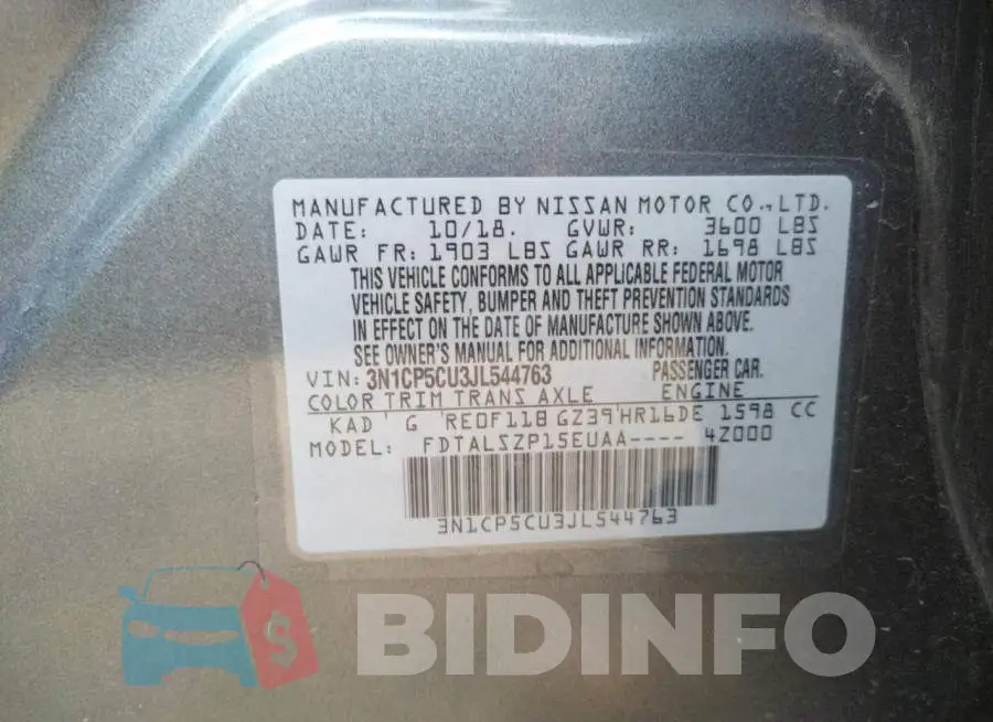 3N1CP5CU3JL544763 Photo# 10