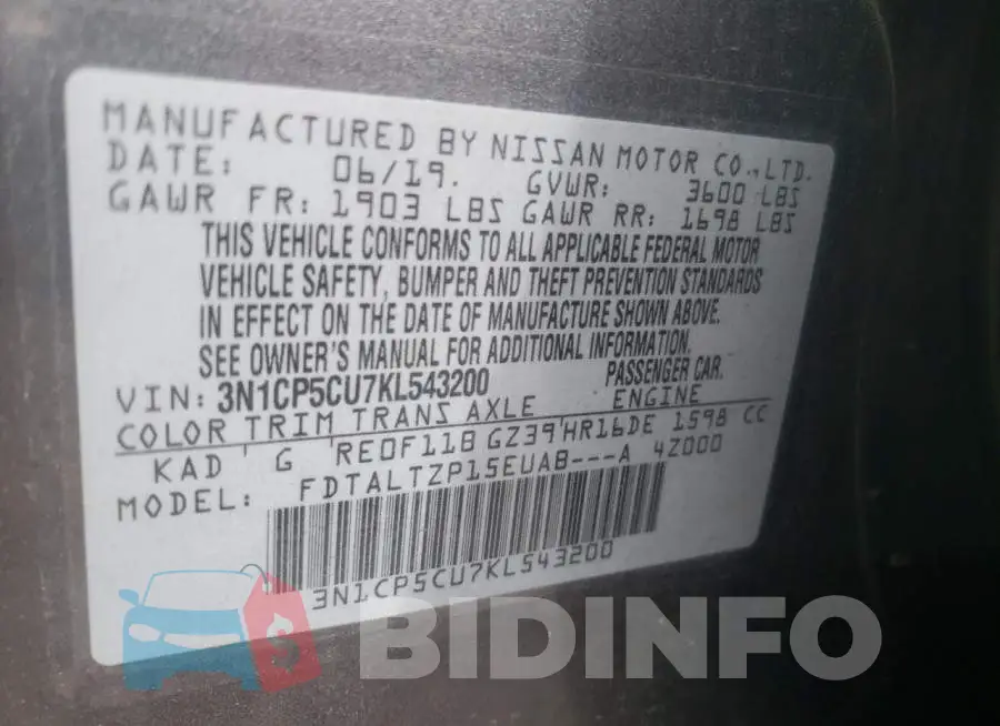 3N1CP5CU7KL543200 Photo# 10