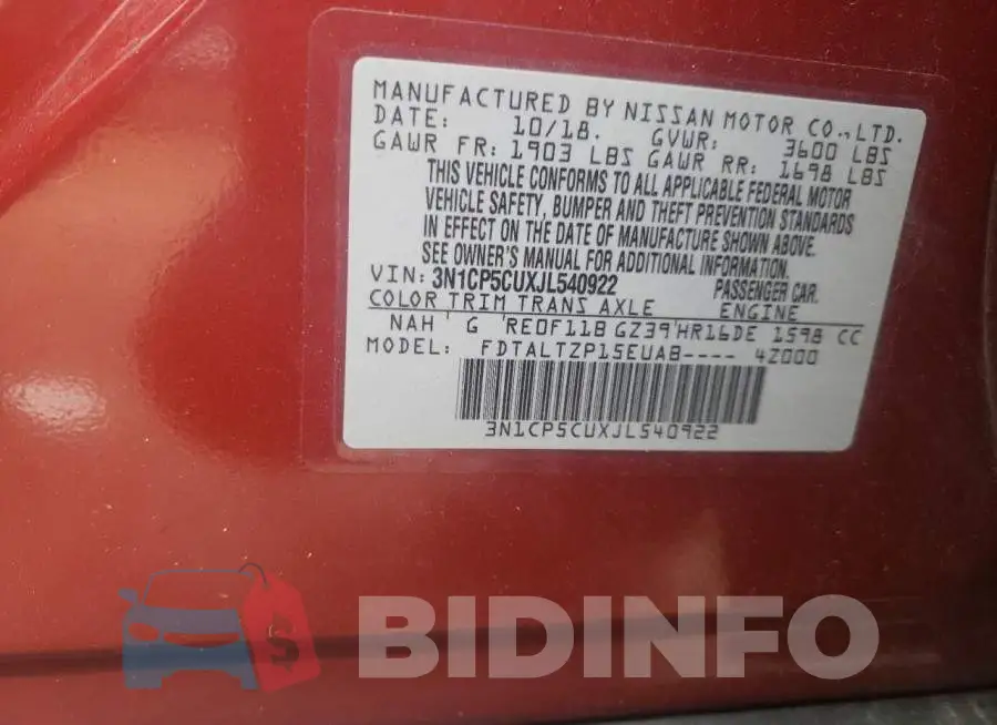 3N1CP5CUXJL540922 Photo# 10