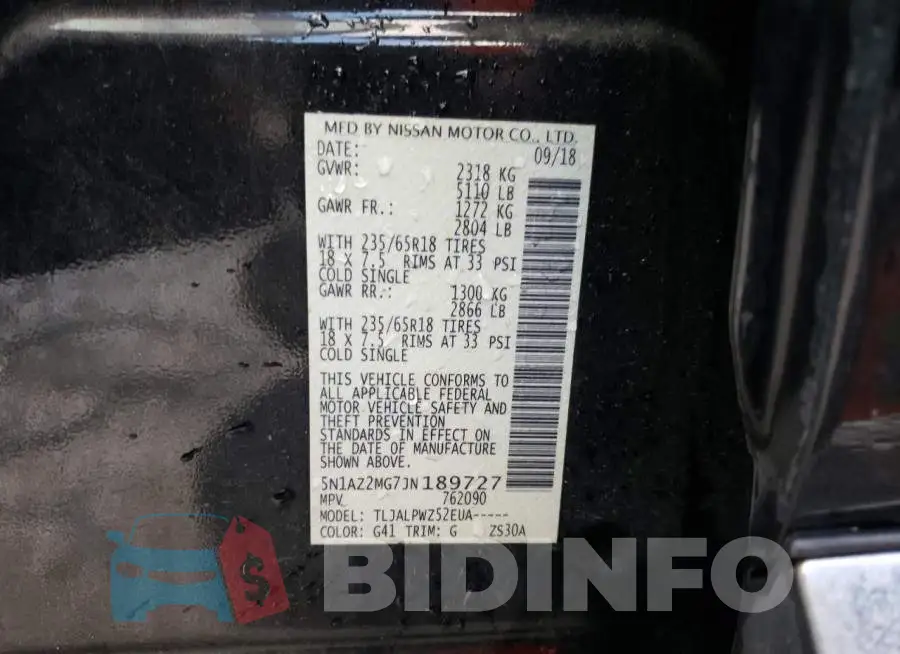 5N1AZ2MG7JN189727 Photo# 10