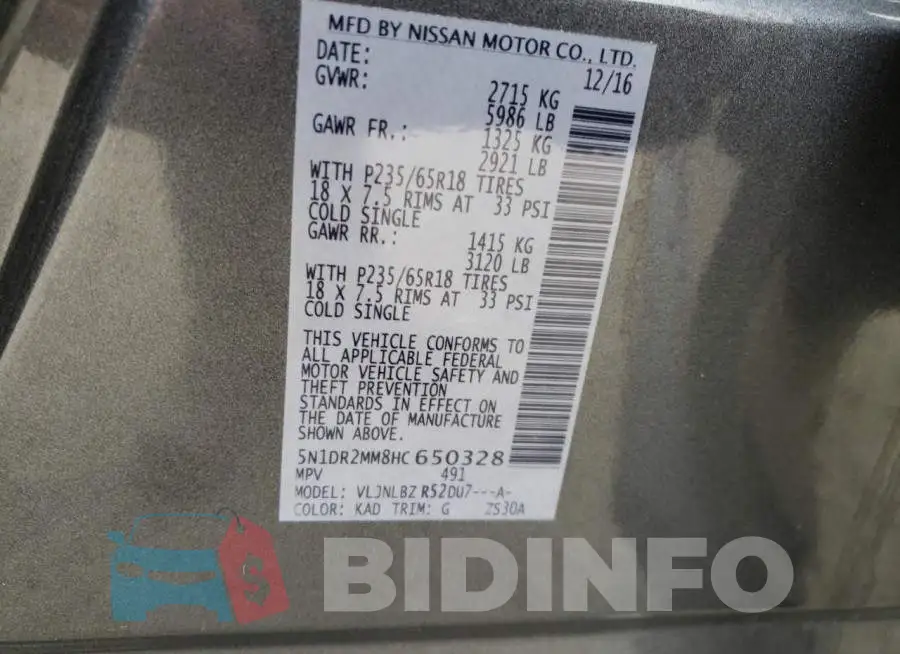 5N1DR2MM8HC650328 Photo# 10
