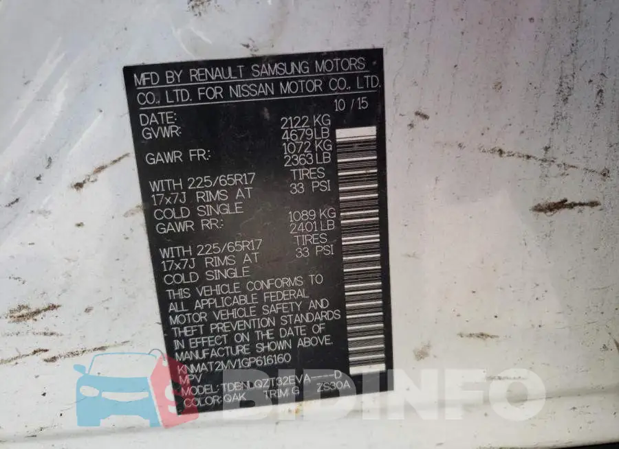 KNMAT2MV1GP616160 Photo# 10
