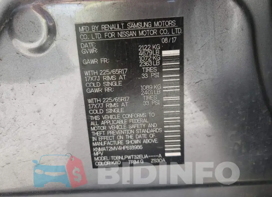KNMAT2MV4HP618986 Photo# 10