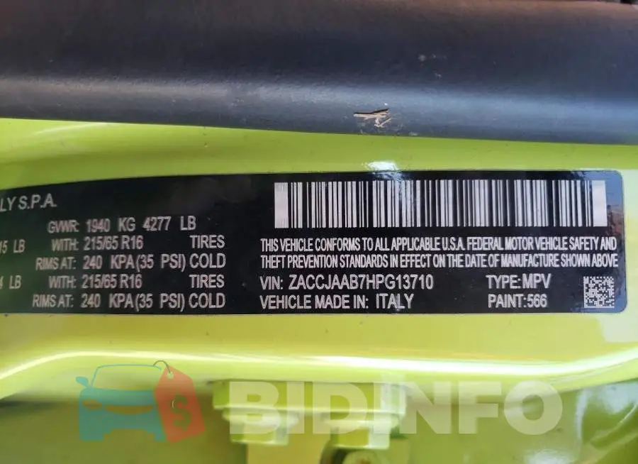 ZACCJAAB7HPG13710 Photo# 10