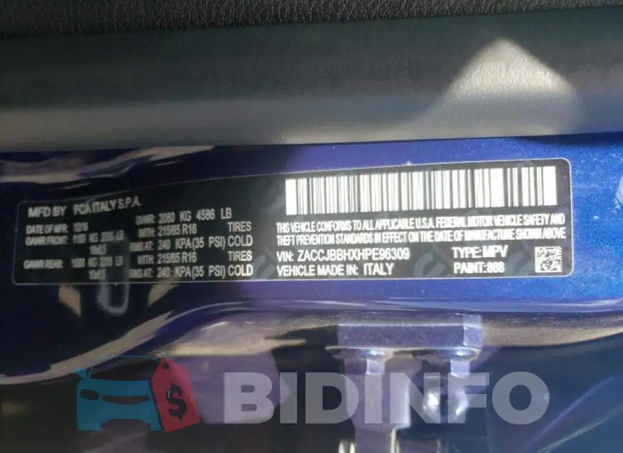 ZACCJBBHXHPE96309 Photo# 10