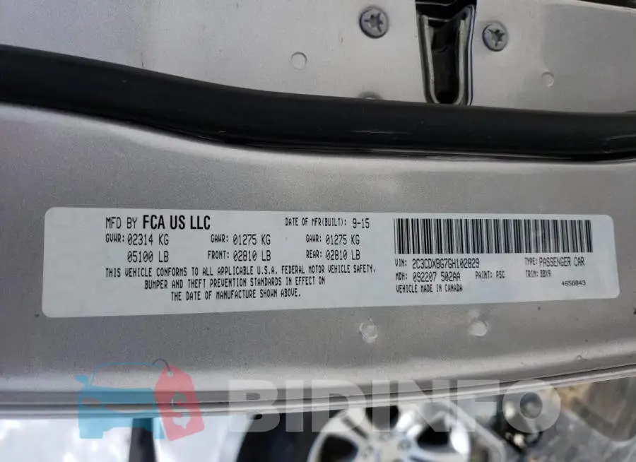2C3CDXBG7GH102829 Photo# 10